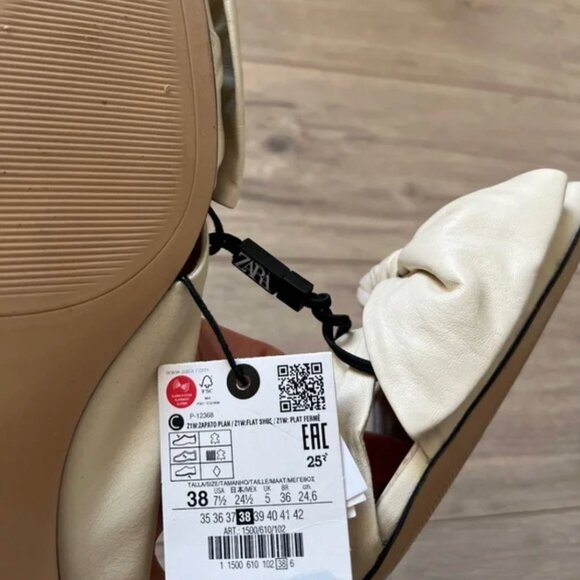 Zara Flat Leather Shoes with Ties EUR 38 - Picture 15 of 15